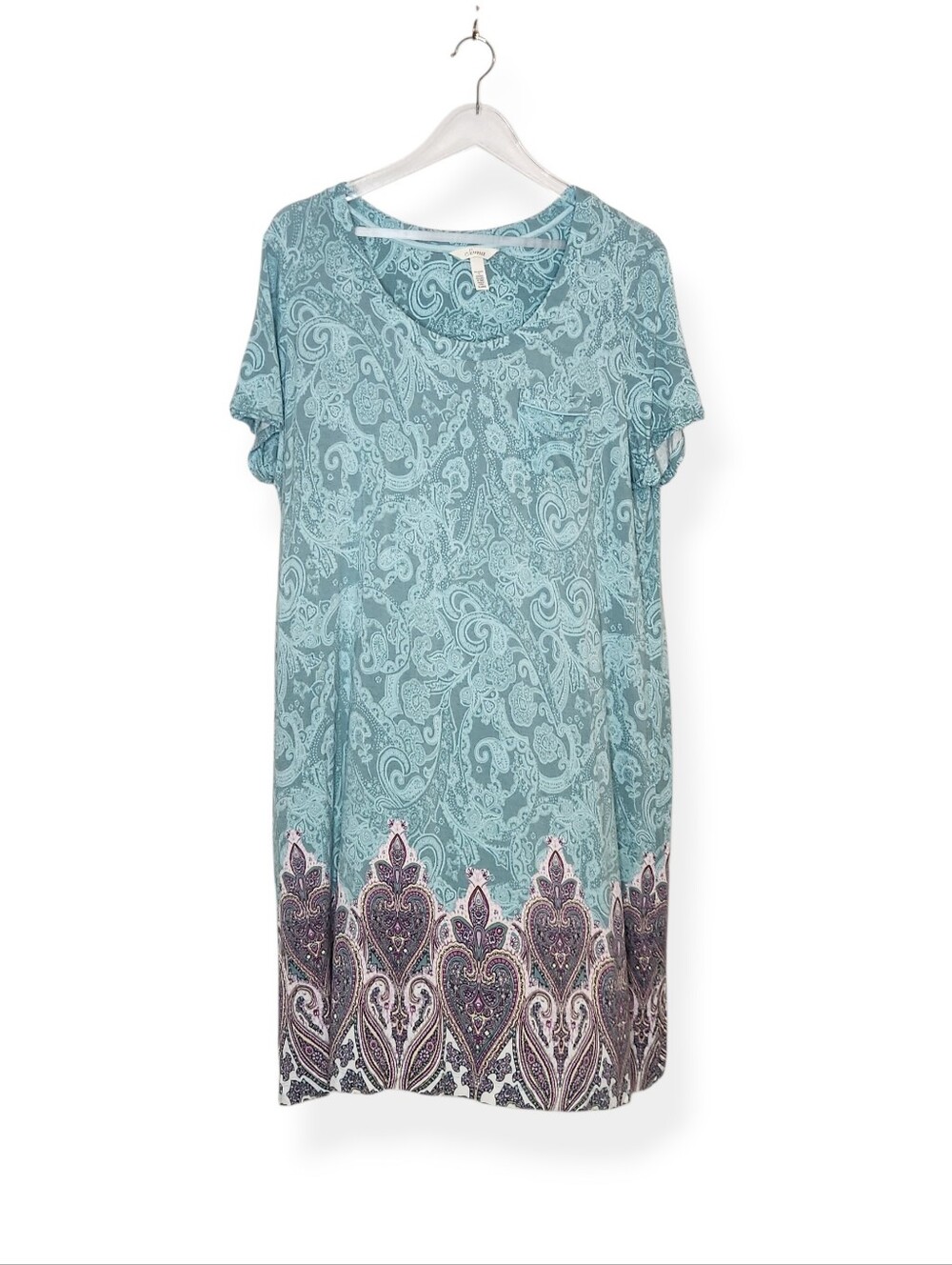 Soma Women's Short Sleeve Blue Paisley Print Nightgown Sleep Shirt Size XL